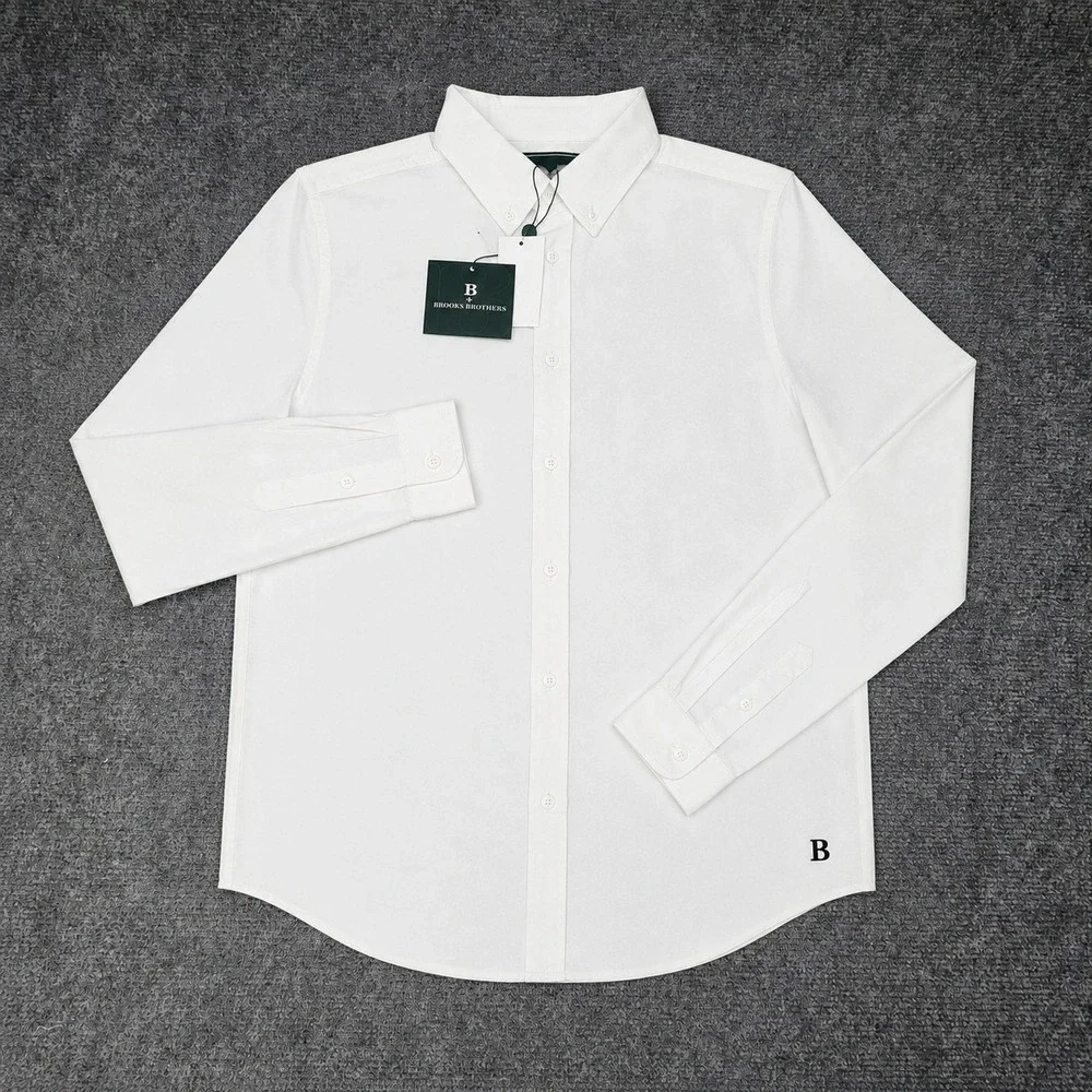 B Brooks Brothers‎ Boys Shirt Long Sleeve Oxford Button Down Formal White 16Y